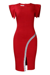 Königsblaues, ärmelloses, figurbetontes Midikleid
